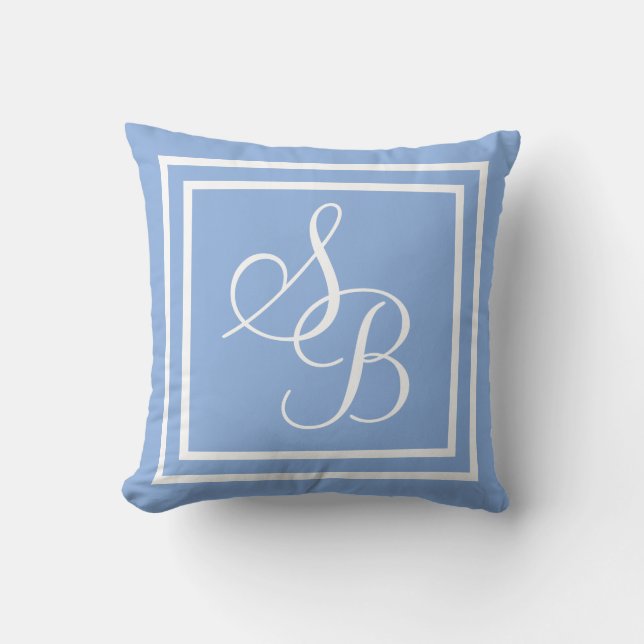 Initial or name Blue Throw Pillow (Front)