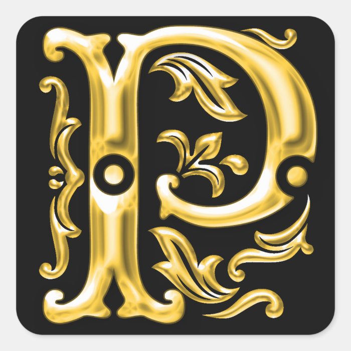 Initial P Capital Letter Monogram Sticker in Gold Zazzle