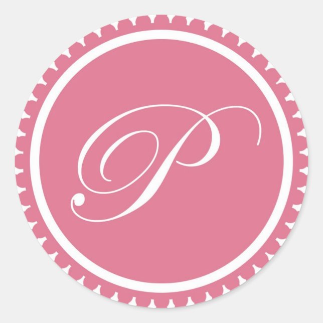 Initial P princess pink monogram seal party favor (Front)