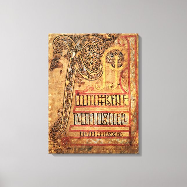 Initial page from the Lichfield Gospels, c.720 Canvas Print (Front)