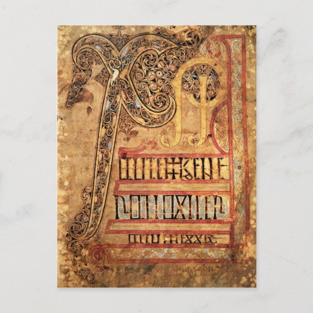 Initial page from the Lichfield Gospels, c.720 Postcard (Front)