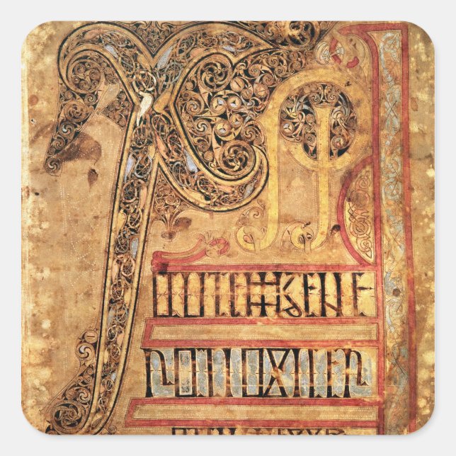Initial page from the Lichfield Gospels, c.720 Square Sticker (Front)