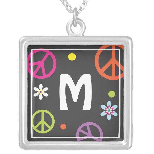 Initial Peace Sign Necklace (Front)
