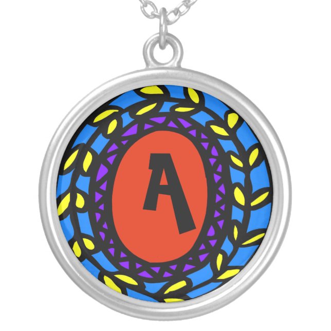 Initial, Personalize, Add text Silver Plated Necklace (Front)