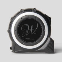Initial Personalized Elegant Black Grey Monogram  Tape Measure