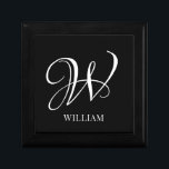 Initial Personalized Elegant Black Monogram Gift Box<br><div class="desc">Simple stylish custom initial monogram in modern typography. Perfect custom gift with a personal touch</div>