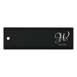 Initial Personalized Elegant Black Monogram Ruler