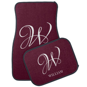 Initial Personalized Elegant Burgundy Monogram  Car Floor Mat