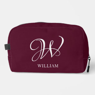 Initial Personalized Elegant Burgundy Monogram Dopp Kit