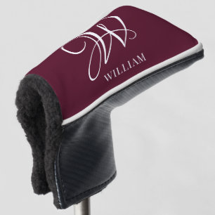 Initial Personalized Elegant Burgundy Monogram  Golf Head Cover