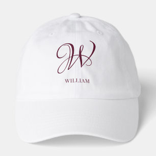 Initial Personalized Elegant Burgundy Monogram Hat