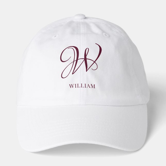Initial Personalized Elegant Burgundy Monogram  Hat (Front)