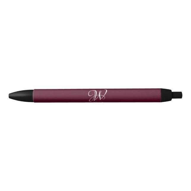 Initial Personalized Elegant Burgundy Monogram  Pen (Front)