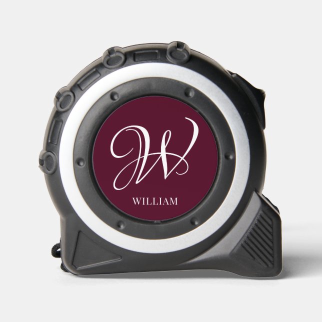 Initial Personalized Elegant Burgundy Monogram  Tape Measure (Front)