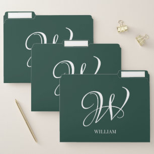 Initial Personalized Elegant Emerald Monogram  File Folder