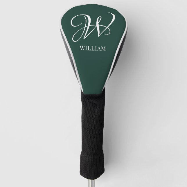 Initial Personalized Elegant Emerald Monogram  Golf Head Cover (Front)