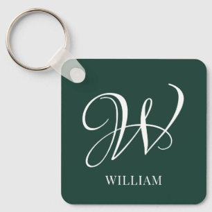Initial Personalized Elegant Emerald Monogram Keychain