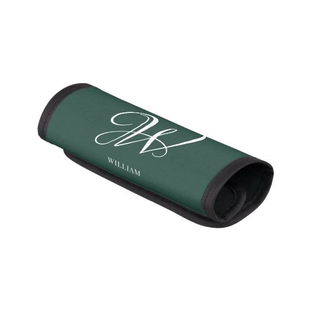 Initial Personalized Elegant Emerald Monogram  Luggage Handle Wrap (Angled)