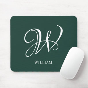 Initial Personalized Elegant Emerald Monogram  Mouse Pad