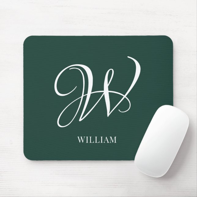 Initial Personalized Elegant Emerald Monogram  Mouse Pad (With Mouse)