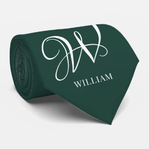 Initial Personalized Elegant Emerald Monogram Neck Tie