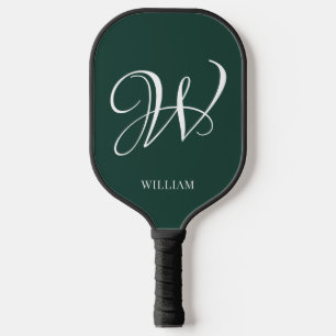 Initial Personalized Elegant Emerald Monogram  Pickleball Paddle