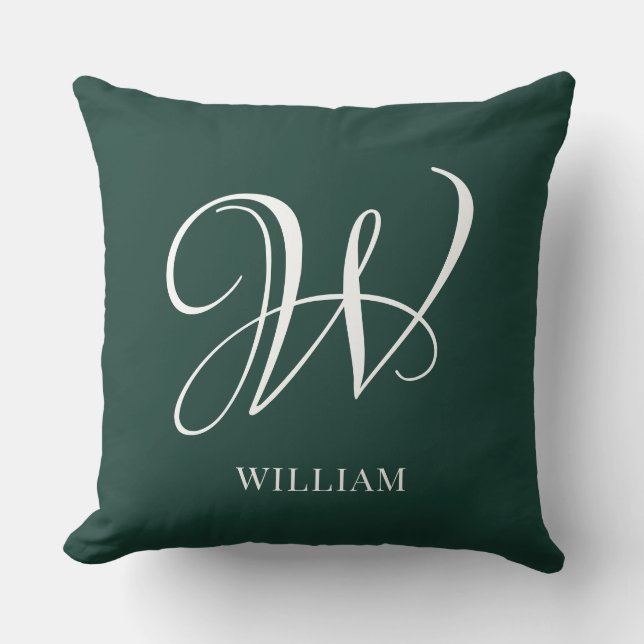 Initial Personalized Elegant Emerald Monogram  Throw Pillow (Front)