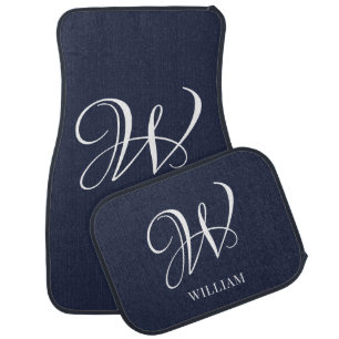 Initial Personalized Elegant Navy Blue Monogram  Car Floor Mat