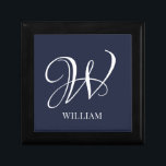 Initial Personalized Elegant Navy Blue Monogram  Gift Box<br><div class="desc">Simple stylish custom initial monogram in modern typography. Perfect custom gift with a personal touch</div>