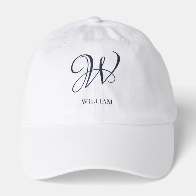 Initial Personalized Elegant Navy Blue Monogram  Hat (Front)