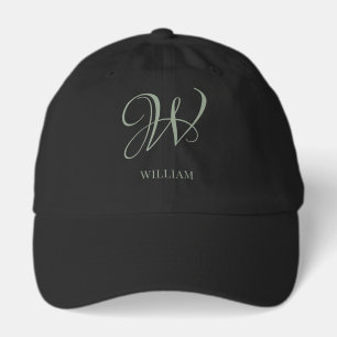 Initial Personalized Elegant Sage Green Monogram Hat
