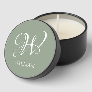 Initial Personalized Elegant Sage Green Monogram Mini Candle Favors