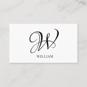 Initial Personalized Elegant White Monogram Business Card