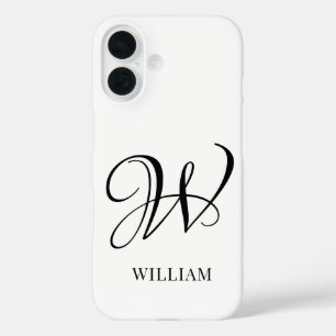 Initial Personalized Elegant White Monogram iPhone 16 Case