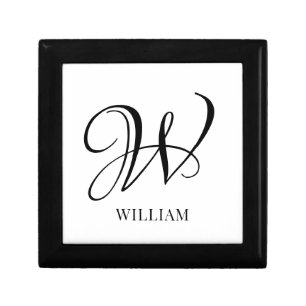 Initial Personalized Elegant White Monogram Gift Box