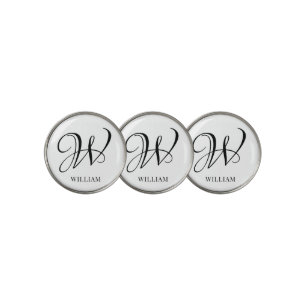 Initial Personalized Elegant White Monogram Golf Ball Marker