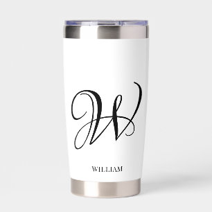 Initial Personalized Elegant White Monogram  Insulated Tumbler