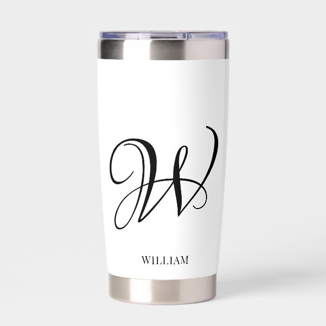 Initial Personalized Elegant White Monogram  Insulated Tumbler (Front)
