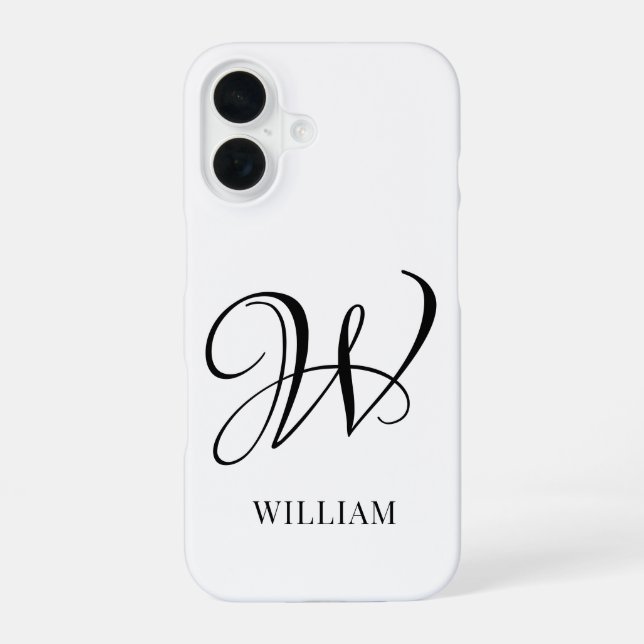 Initial Personalized Elegant White Monogram  Iphone Case (Back)