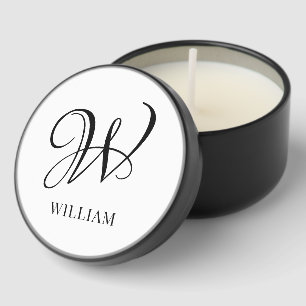 Initial Personalized Elegant White Monogram Mini Candle Favors