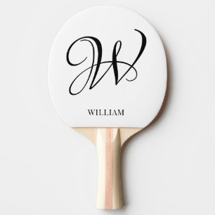Initial Personalized Elegant White Monogram Ping Pong Paddle