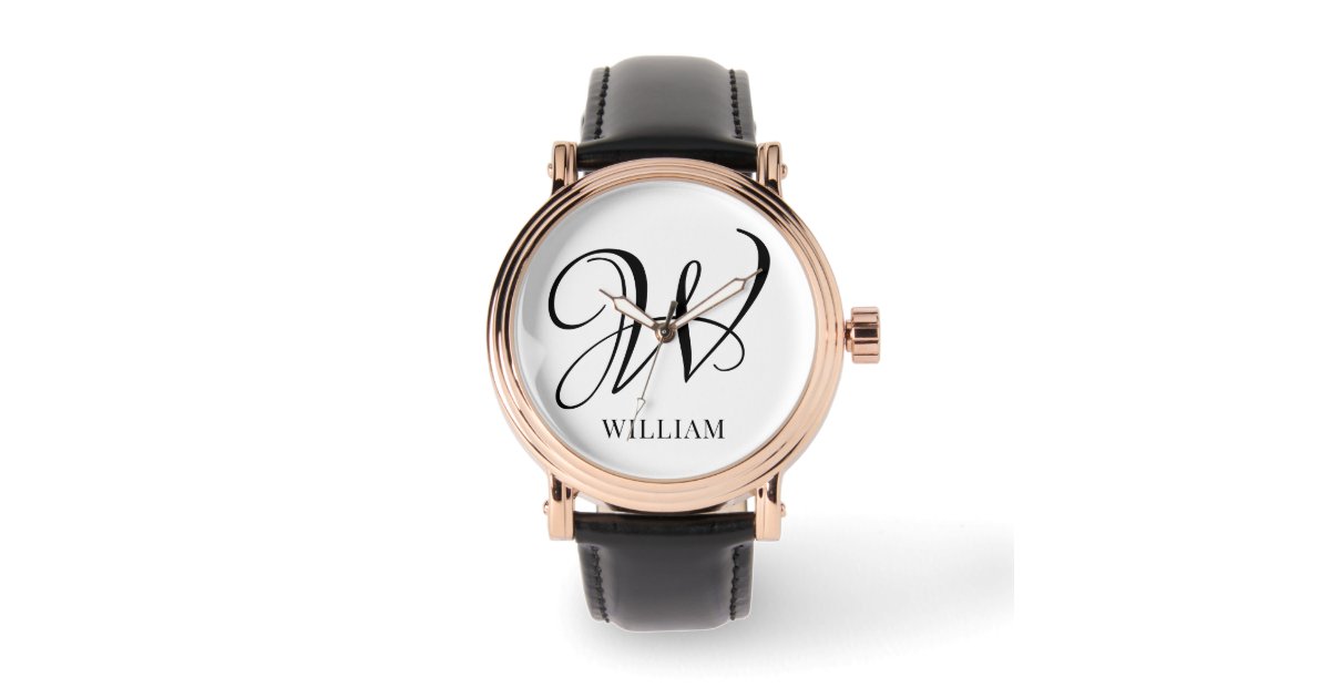 Initial Personalized Elegant White Monogram Watch | Zazzle