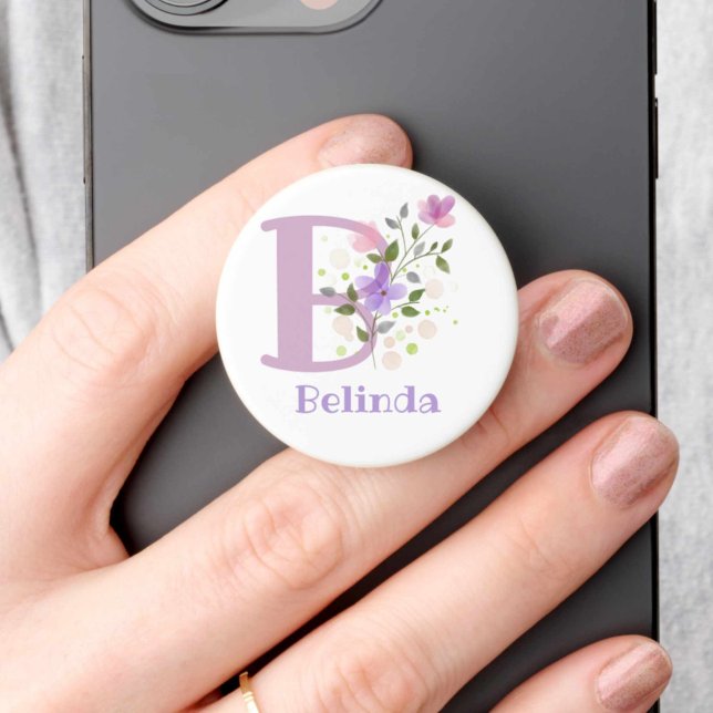 Initial Plus Name & Flowers Phone Grip (Creator Uploaded)