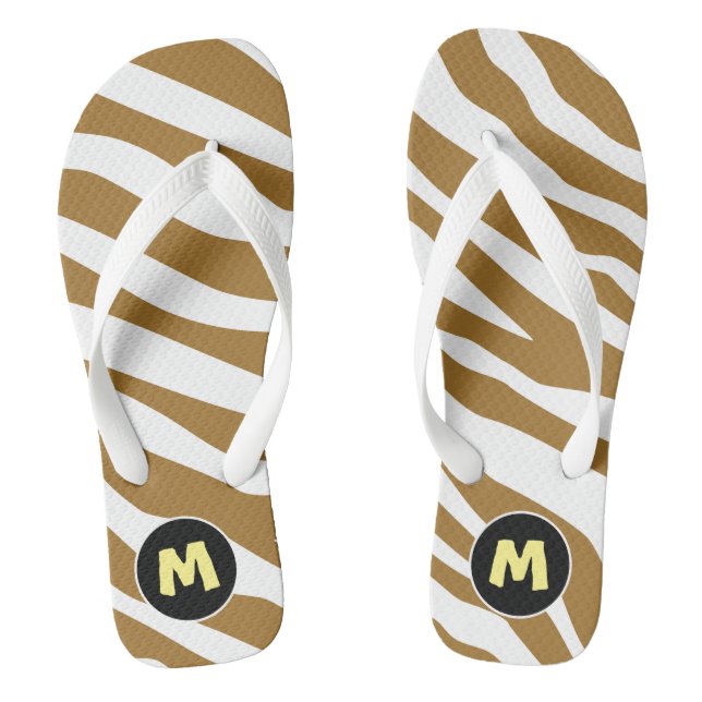 Initial Pretty animal print l Brown and white Flip Flops (Footbed)