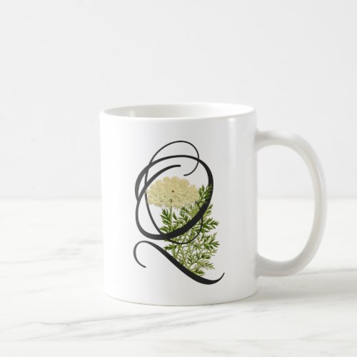 Initial Q Vintage Queen Annes Lace Coffee Mug