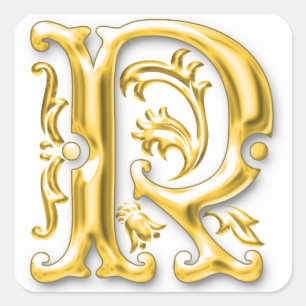 Initial R Monogram Sticker in Gold
