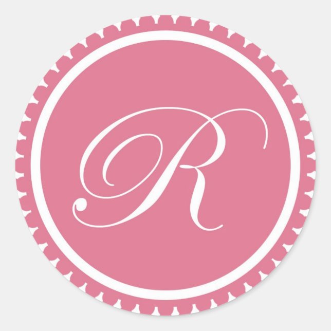Initial R princess pink monogram seal party favor (Front)