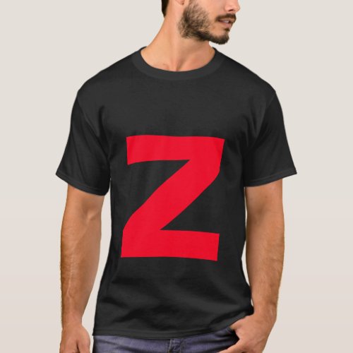 Initial Red Monogrammed Handwritten Own Name Black T_Shirt