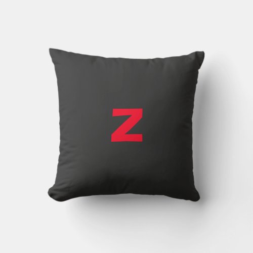 Initial Red Monogrammed Handwritten Own Name Black Throw Pillow