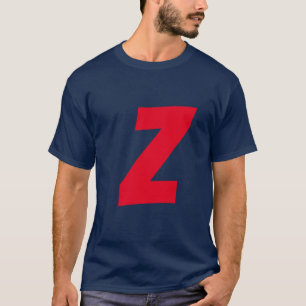Initial Red Monogrammed Handwritten Own Name Blue T-Shirt
